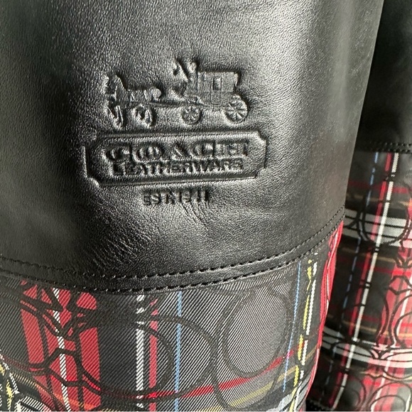 COACH CHRISSI  SIGNATURE leather BLACK MULTI TARTAN TALL BOOTS - Picture 3 of 8